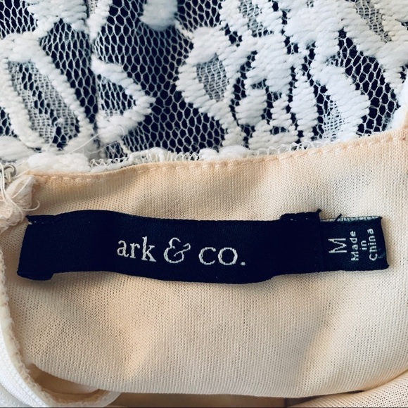 𝅺ARK & co Black and Ivory Lace Peplum Dress Size M - Picture 7 of 7